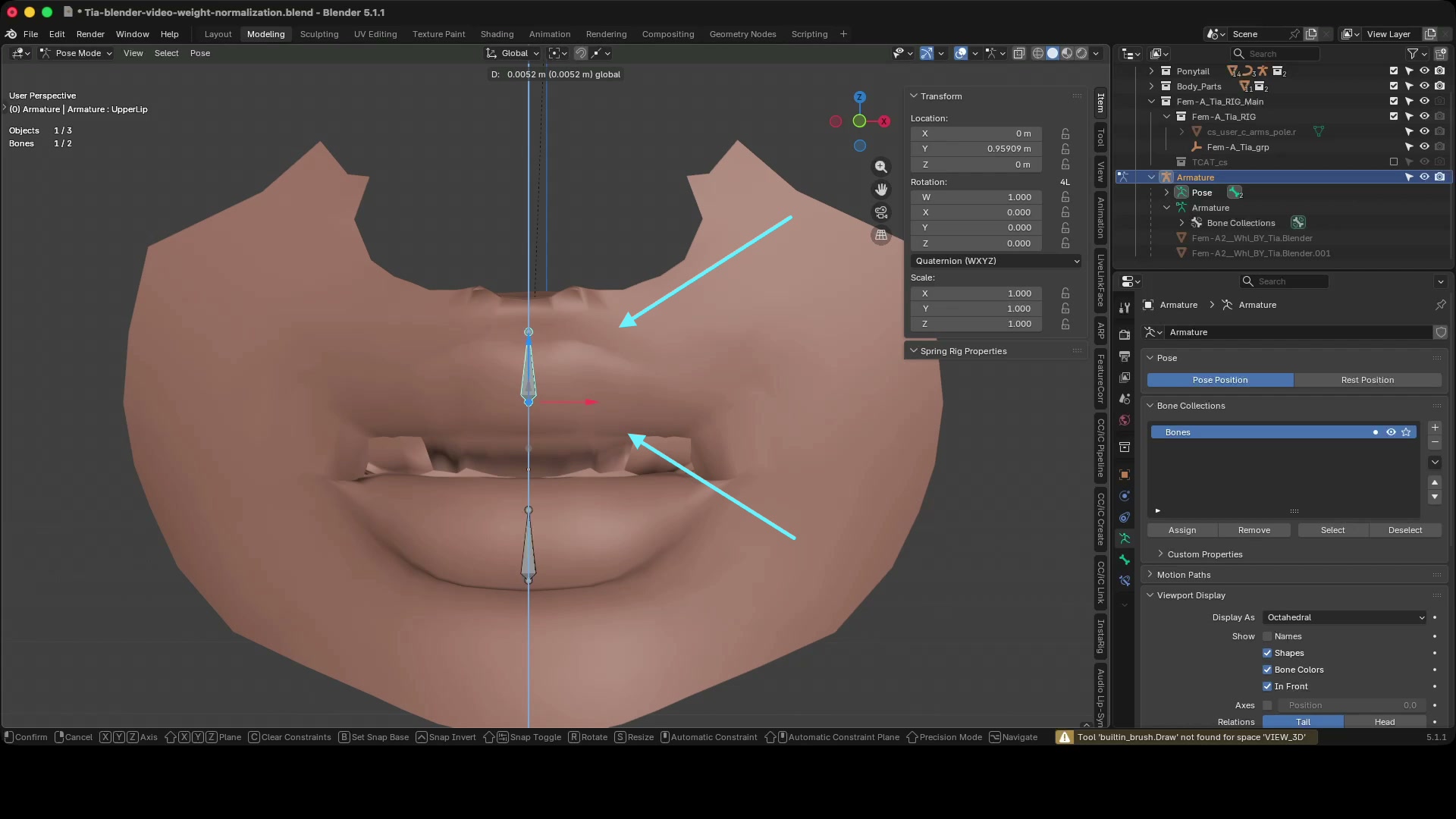 Posing UpperLip: the lip face travels much further than the region near the nose