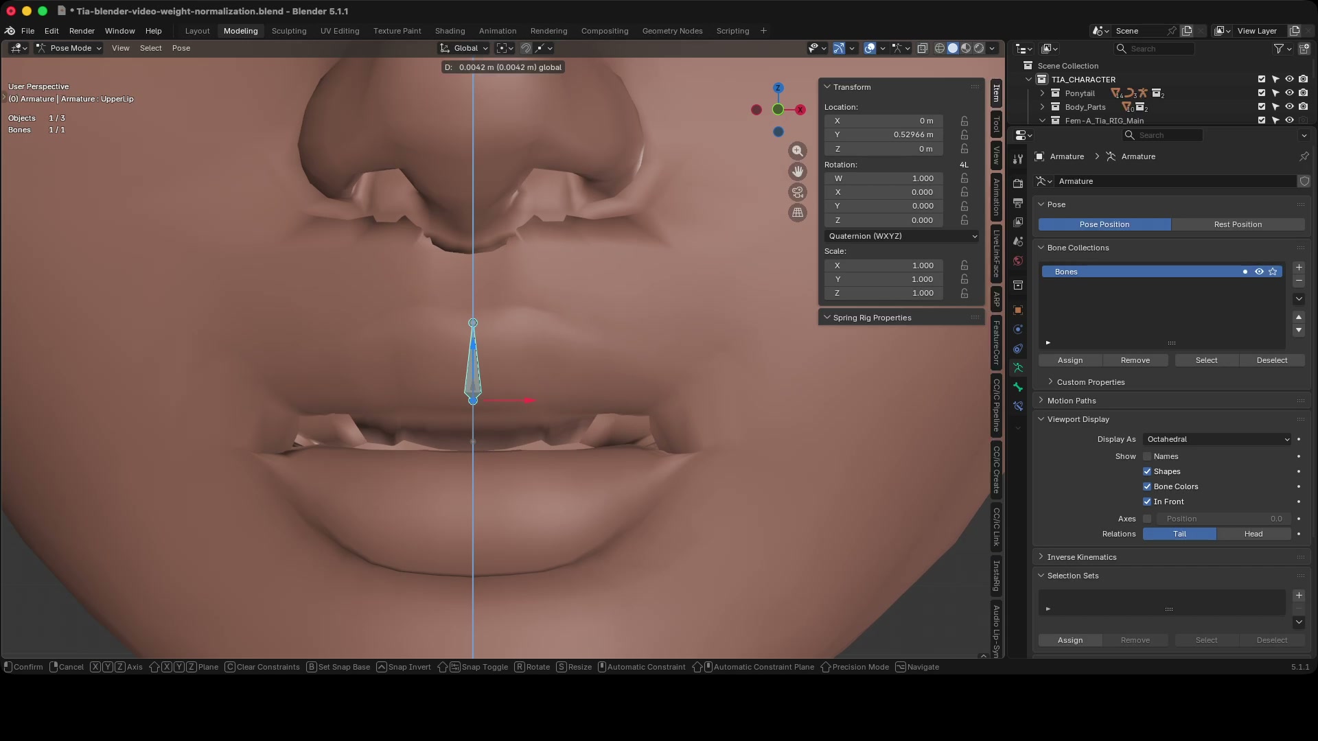 Posing the UpperLip bone lifts the whole mouth as one rigid block