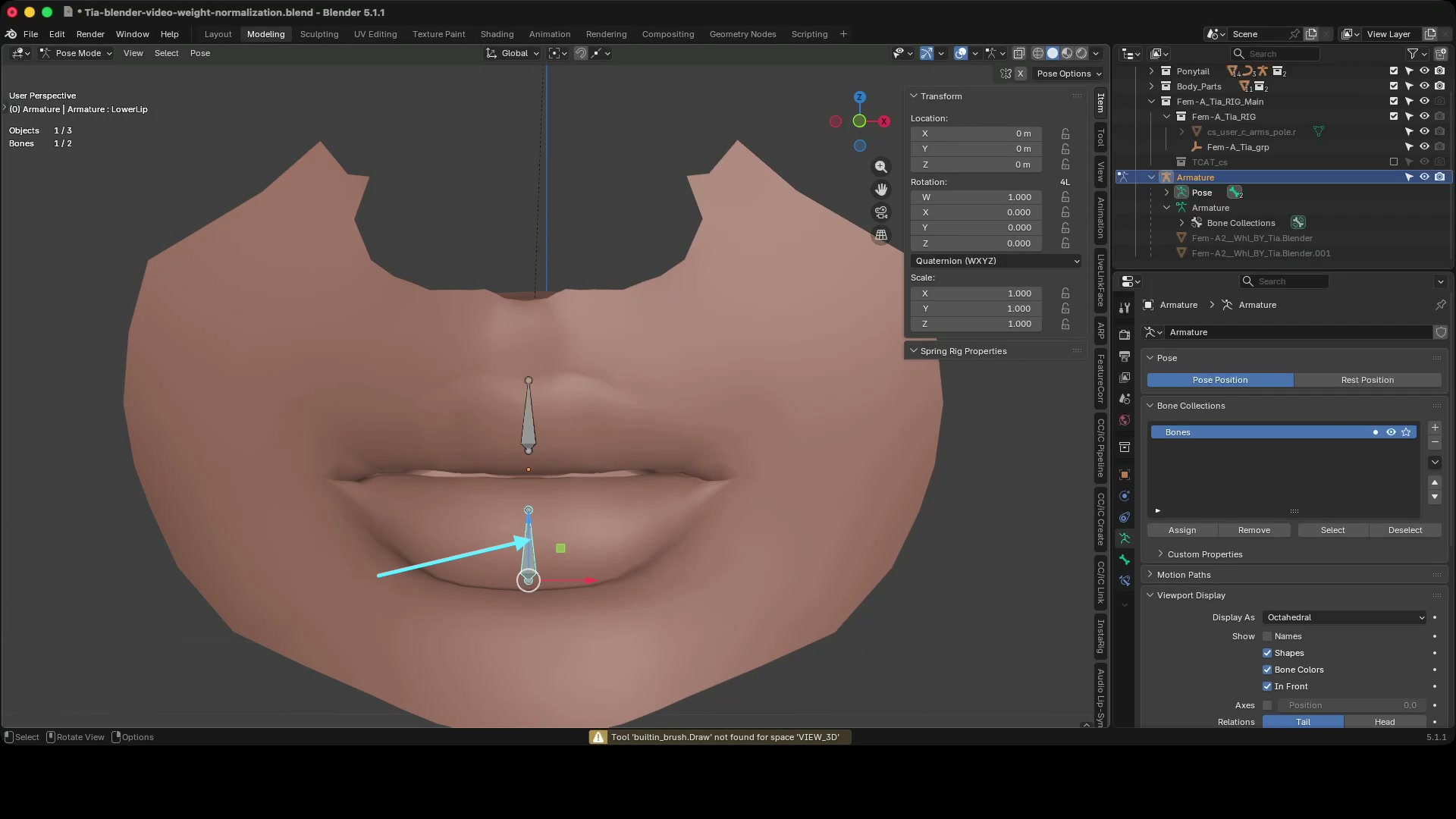 Posing the LowerLip bone drags the upper mouth with it